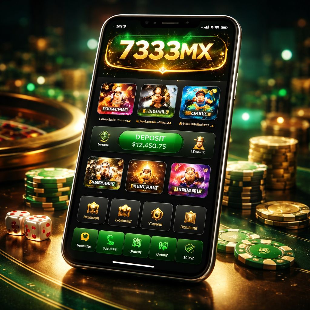 Interfaz de la app móvil 7333MX en teléfono inteligente para jugadores en México